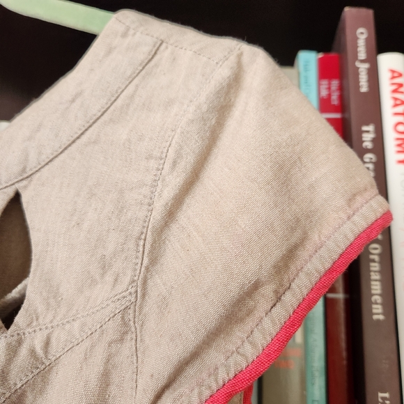 People Tree Gray and Pink Cotton Cut Out Dress US 6 UK 12 - Picture 9 of 10